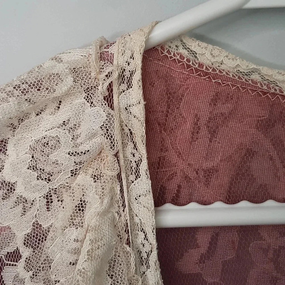 Vintage Night Gown Women's Medium Open Tie Front Lace Robe Maxi Length Dress - Picture 9 of 13